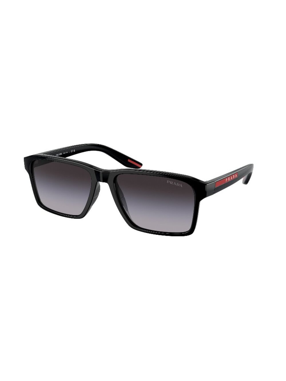 New Prada Linea Rossa Men's Sunglasses Black Square Grey Lens Injected Frame